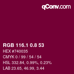 カラーコード: RGB 116.1 0.8 53 | qconv.com