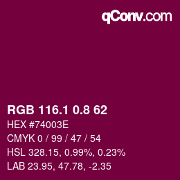 カラーコード: RGB 116.1 0.8 62 | qconv.com