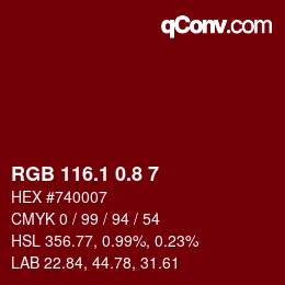 カラーコード: RGB 116.1 0.8 7 | qconv.com