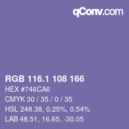 カラーコード: RGB 116.1 108 166 | qconv.com