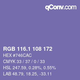 カラーコード: RGB 116.1 108 172 | qconv.com