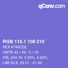 カラーコード: RGB 116.1 108 210 | qconv.com