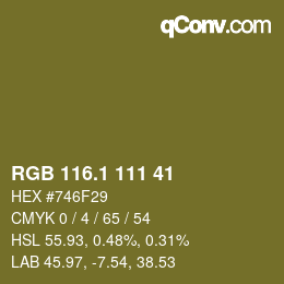 カラーコード: RGB 116.1 111 41 | qconv.com