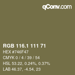 カラーコード: RGB 116.1 111 71 | qconv.com