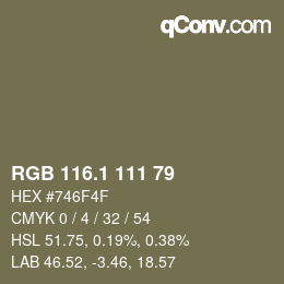 カラーコード: RGB 116.1 111 79 | qconv.com
