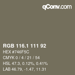Color code: RGB 116.1 111 92 | qconv.com