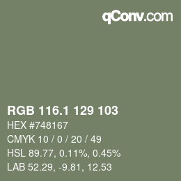 カラーコード: RGB 116.1 129 103 | qconv.com