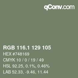 カラーコード: RGB 116.1 129 105 | qconv.com
