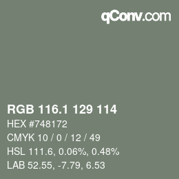 カラーコード: RGB 116.1 129 114 | qconv.com
