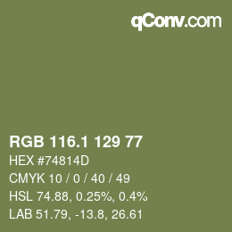 Color code: RGB 116.1 129 77 | qconv.com