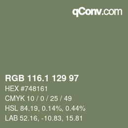 Color code: RGB 116.1 129 97 | qconv.com