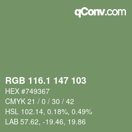 カラーコード: RGB 116.1 147 103 | qconv.com