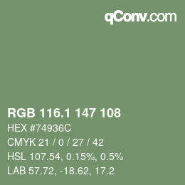 カラーコード: RGB 116.1 147 108 | qconv.com