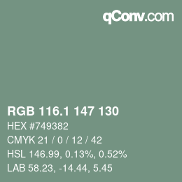 Color code: RGB 116.1 147 130 | qconv.com