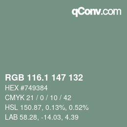カラーコード: RGB 116.1 147 132 | qconv.com