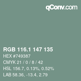 Color code: RGB 116.1 147 135 | qconv.com