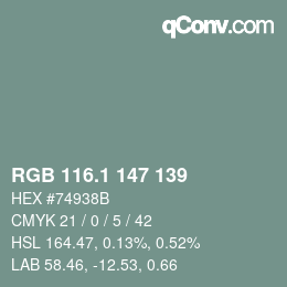 Color code: RGB 116.1 147 139 | qconv.com