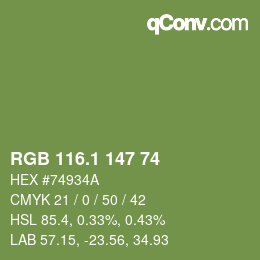 カラーコード: RGB 116.1 147 74 | qconv.com