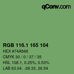 カラーコード: RGB 116.1 165 104 | qconv.com