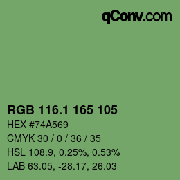カラーコード: RGB 116.1 165 105 | qconv.com