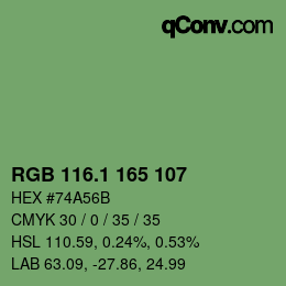 カラーコード: RGB 116.1 165 107 | qconv.com