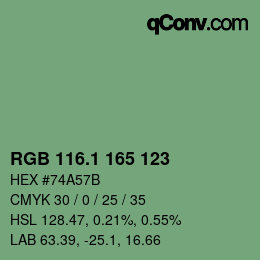 カラーコード: RGB 116.1 165 123 | qconv.com