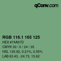 カラーコード: RGB 116.1 165 125 | qconv.com