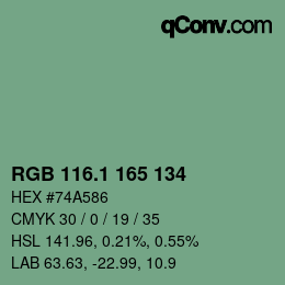 Color code: RGB 116.1 165 134 | qconv.com