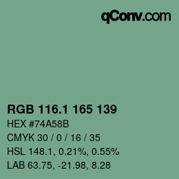 Color code: RGB 116.1 165 139 | qconv.com