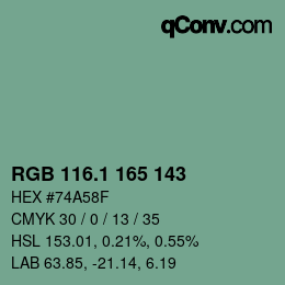 Color code: RGB 116.1 165 143 | qconv.com