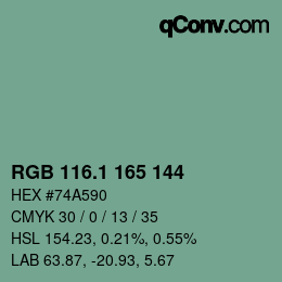 カラーコード: RGB 116.1 165 144 | qconv.com