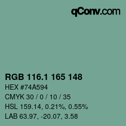 Farbcode: RGB 116.1 165 148 | qconv.com