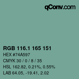 カラーコード: RGB 116.1 165 151 | qconv.com