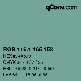 カラーコード: RGB 116.1 165 153 | qconv.com