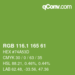 カラーコード: RGB 116.1 165 61 | qconv.com