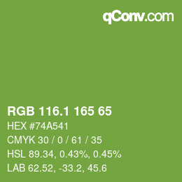 カラーコード: RGB 116.1 165 65 | qconv.com