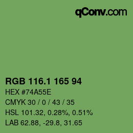 カラーコード: RGB 116.1 165 94 | qconv.com