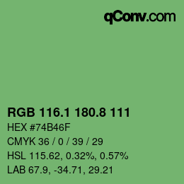 カラーコード: RGB 116.1 180.8 111 | qconv.com