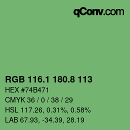 カラーコード: RGB 116.1 180.8 113 | qconv.com