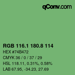 カラーコード: RGB 116.1 180.8 114 | qconv.com