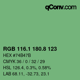 カラーコード: RGB 116.1 180.8 123 | qconv.com