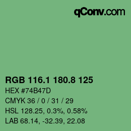 カラーコード: RGB 116.1 180.8 125 | qconv.com