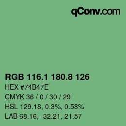 カラーコード: RGB 116.1 180.8 126 | qconv.com
