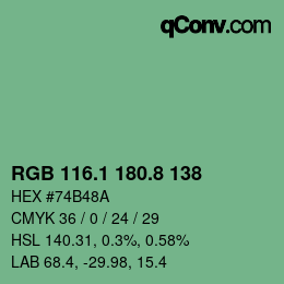 カラーコード: RGB 116.1 180.8 138 | qconv.com