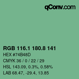 カラーコード: RGB 116.1 180.8 141 | qconv.com