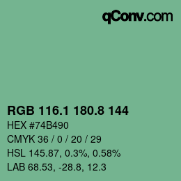 Color code: RGB 116.1 180.8 144 | qconv.com