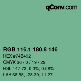カラーコード: RGB 116.1 180.8 146 | qconv.com