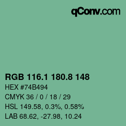 Color code: RGB 116.1 180.8 148 | qconv.com