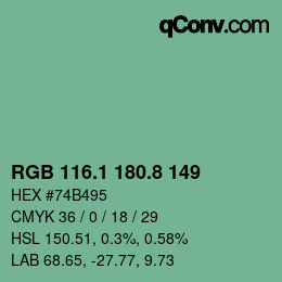Color code: RGB 116.1 180.8 149 | qconv.com