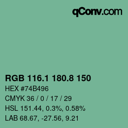 カラーコード: RGB 116.1 180.8 150 | qconv.com